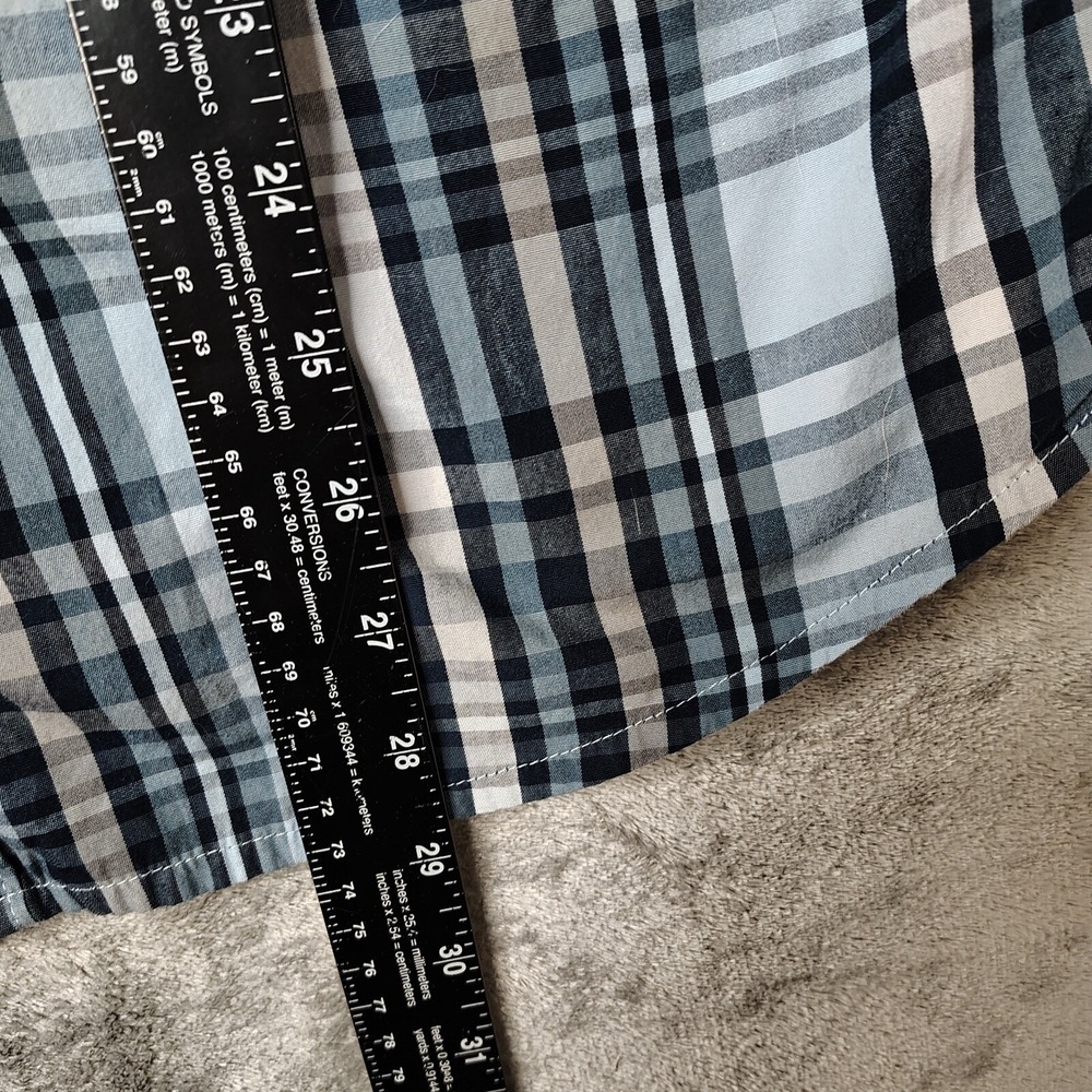 Mountain‎ Hardwear Button Down Shirt Mens Medium Blue Plaid Short Sleeve Pocket - Picture 4 of 7